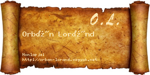 Orbán Loránd névjegykártya